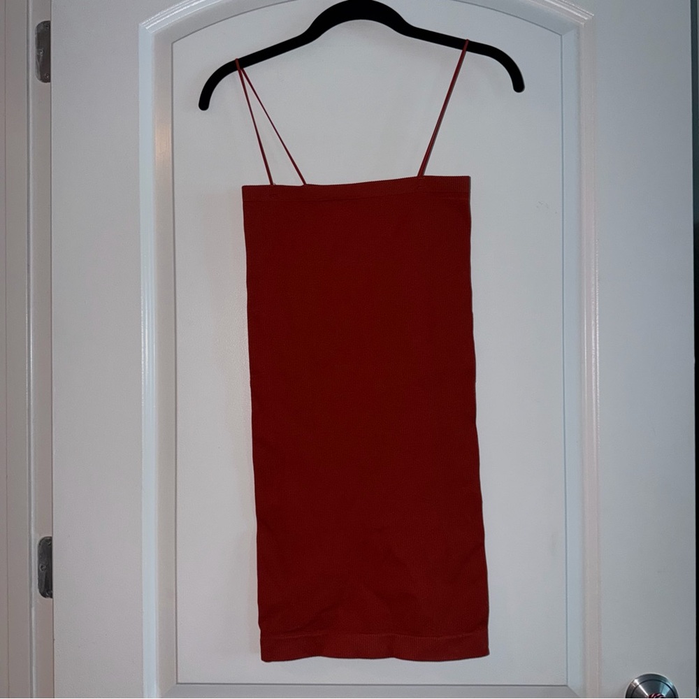 Rust Urban Outfitters mini ribbed bodycon dress